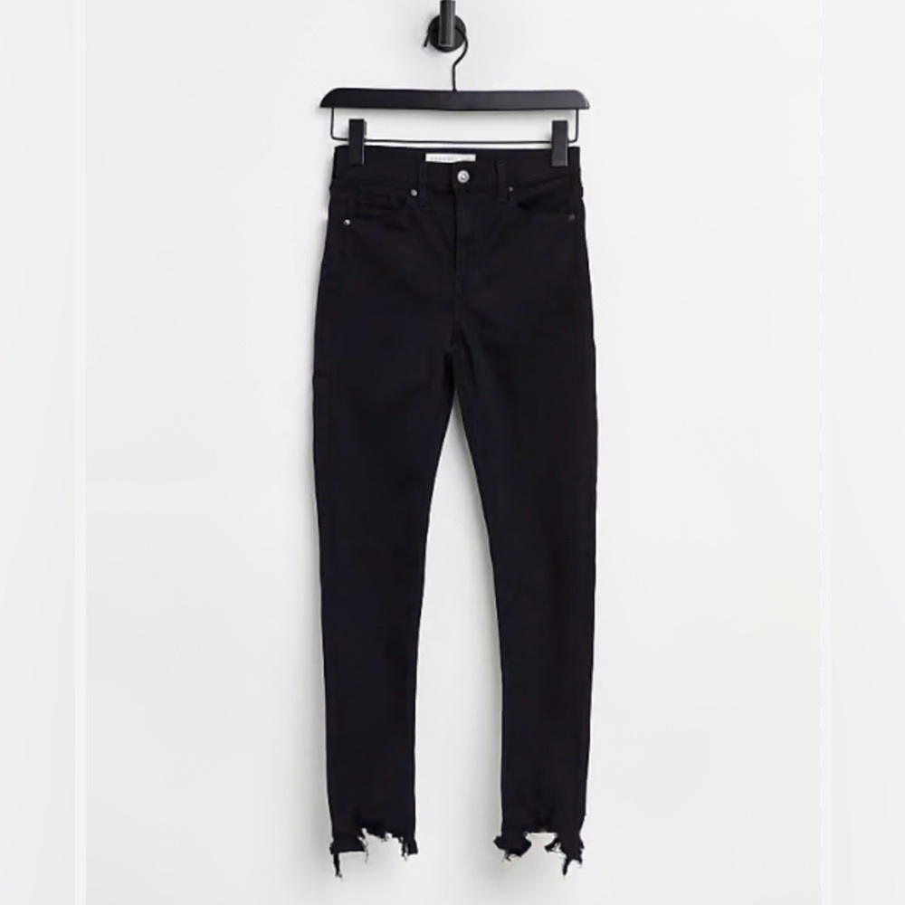 Topshop Jamie Cropped Skinny Highrise Jeans, Jagged Hem, Black, Size 27